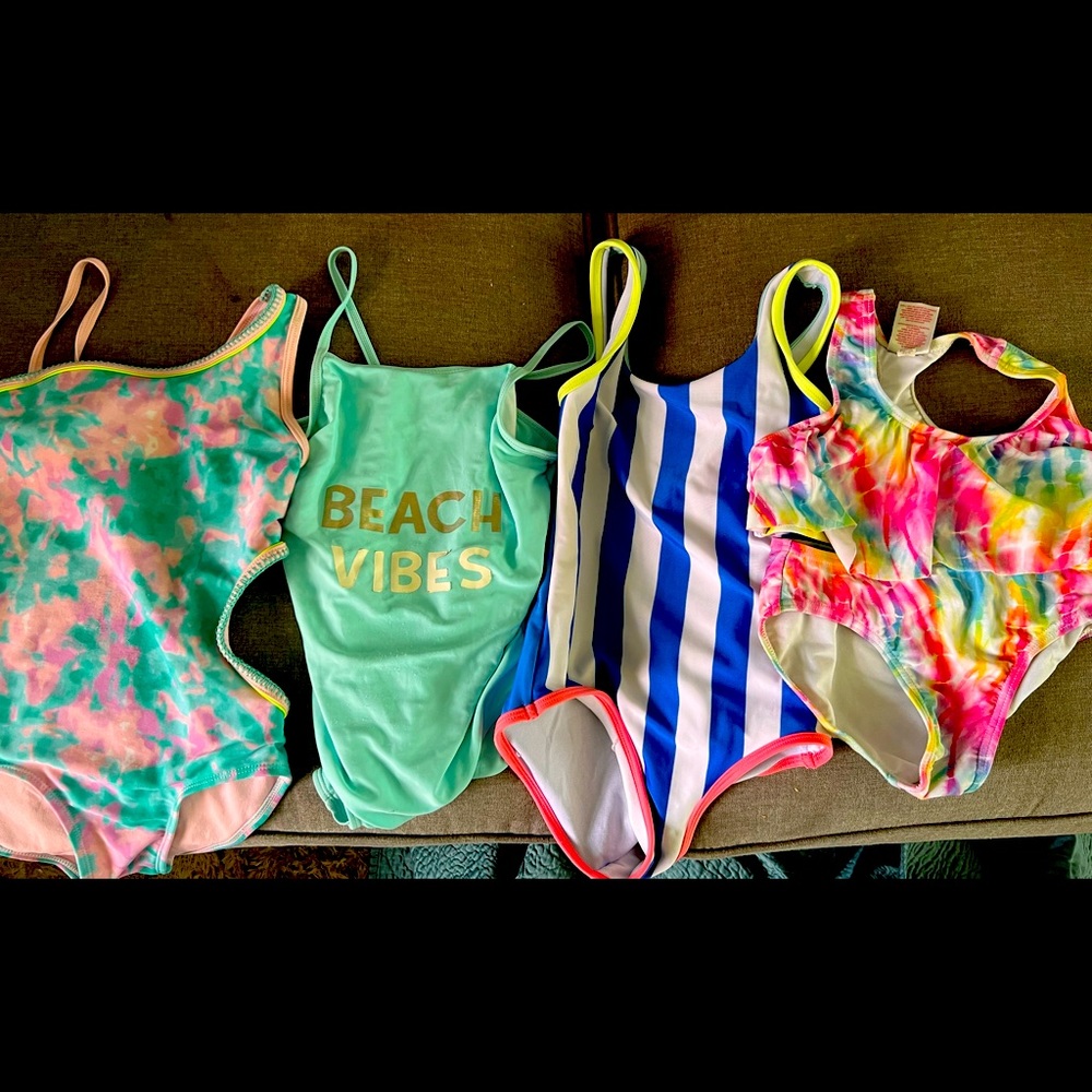 4 Girls Bathing Suits Size 6x-7